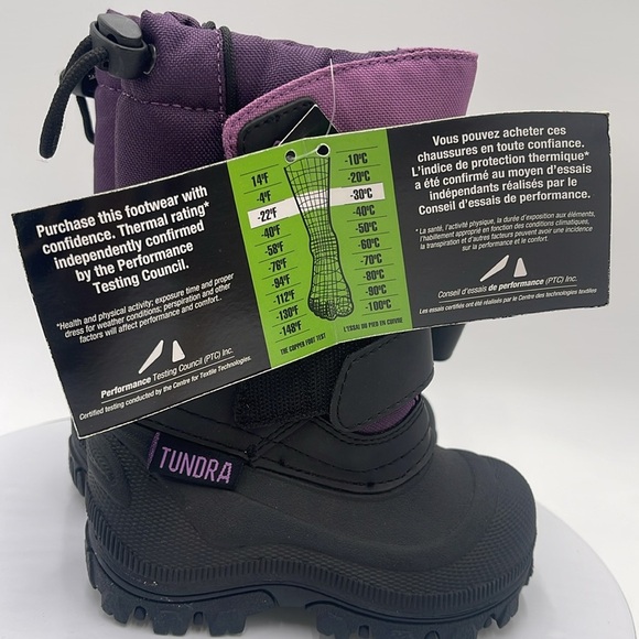 NWT Tundra Kids Thermal Snow Boots – Black/Purple Size 8 - Picture 13 of 15